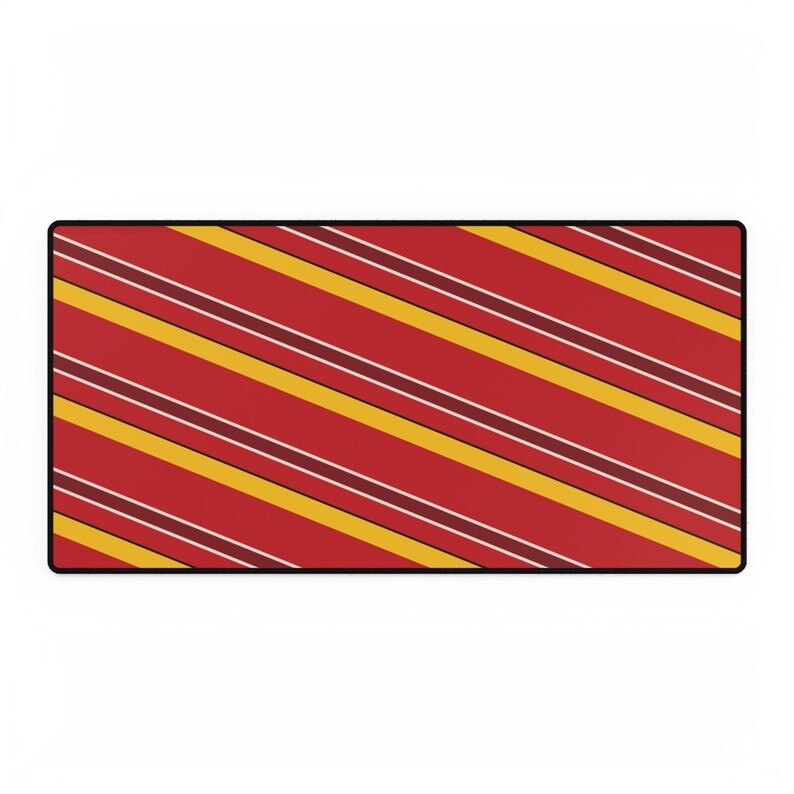 Abstract Racing Stripe Desk Mat, Racing Red Shield Yellow Geometric Desk Pad (Modena Red), Gift for Car Lovers image 2