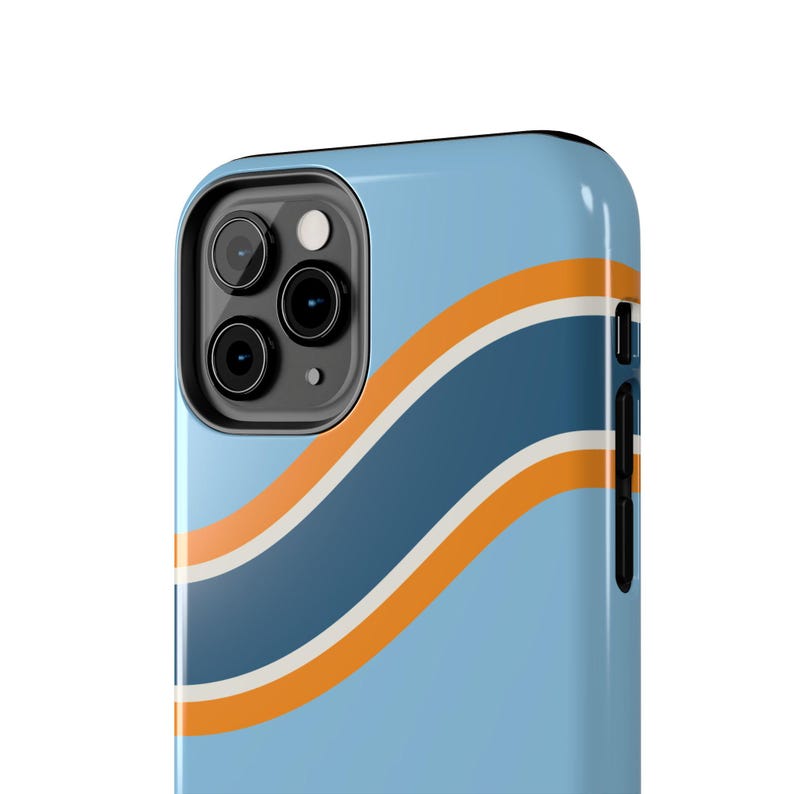 Coque de téléphone à rayures de course abstraites, motif géométrique bleu poudré et souci (Sarthe ’68), cadeau rétro sport automobile image 11