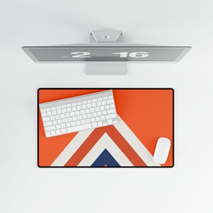Abstract Racing Stripe Desk Mat, Orange Deep Blue Geometric Desk Pad (Zandvoort Orange), Gift for Car Lovers image 13