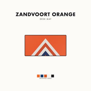 Abstract Racing Stripe Desk Mat, Orange Deep Blue Geometric Desk Pad (Zandvoort Orange), Gift for Car Lovers