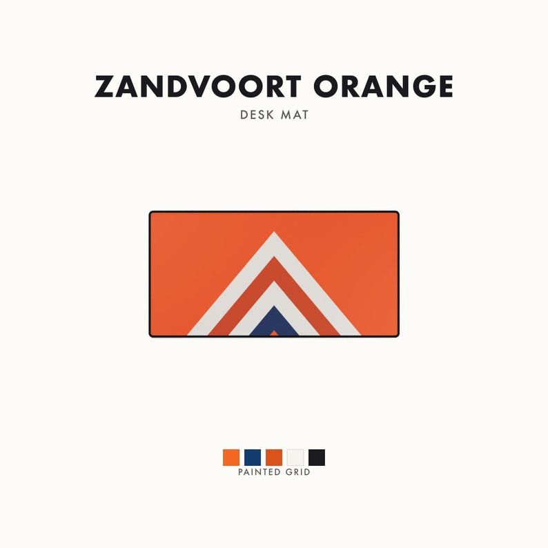 Abstract Racing Stripe Desk Mat, Orange Deep Blue Geometric Desk Pad (Zandvoort Orange), Gift for Car Lovers