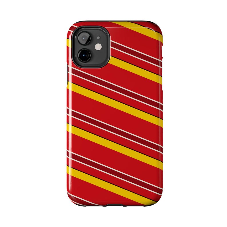 Abstract Racing Stripe Phone Case, Racing Red Shield Yellow Geometric Cover (Modena Red), Retro Motorsport Gift image 3