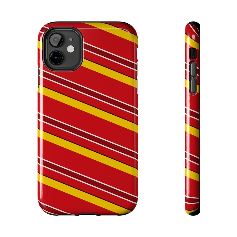 Abstract Racing Stripe Phone Case, Racing Red Shield Yellow Geometric Cover (Modena Red), Retro Motorsport Gift image 2