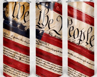 Constitution Tumbler: Patriotic USA 20 oz Travel Mug