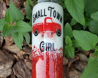 Small Town Girl Tumbler: Custom Glitter Farm Truck Tumbler