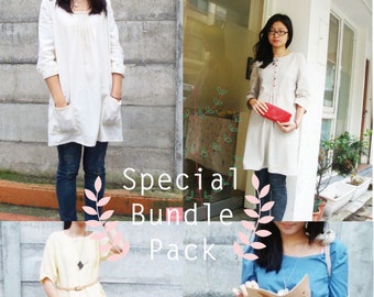 Japanese style elegant dress sewing pattern Bundle pack / PDF /  Instant download
