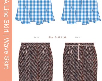 Classic A Line Skirt / Wave skirt digital sewing pattern - Instant download -