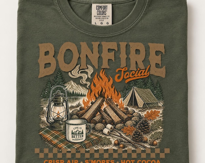 Bonfire Social Fall Tee - Etsy