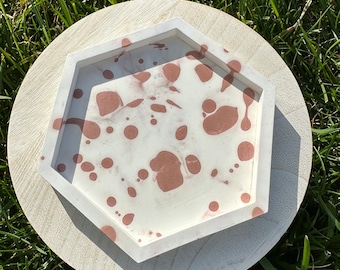 Eco Resin “Clay Splatter” Hexagon  Crystal Trinket Ring Tray