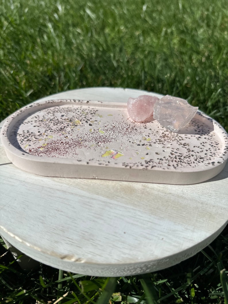 Eco Resin Pink Holgraphic Glitter Trinket Tray image 2
