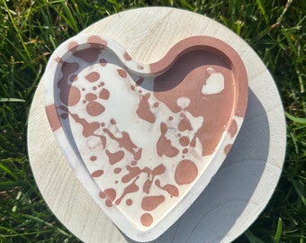 Eco Resin “Clay Dot” Heart Crystal Trinket Ring Tray