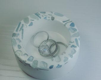 Eco Resin Aquamarine Crystal Ring Trinket Tray Dish Something Blue