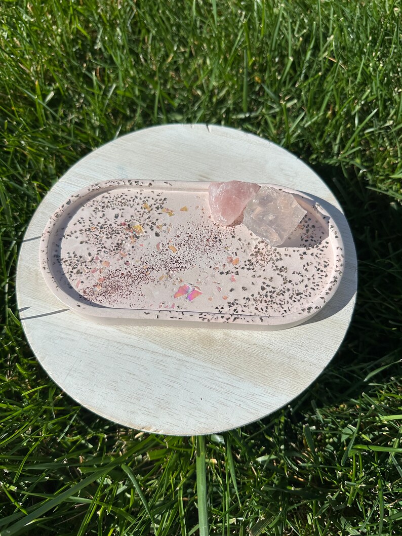 Eco Resin Pink Holgraphic Glitter Trinket Tray image 3