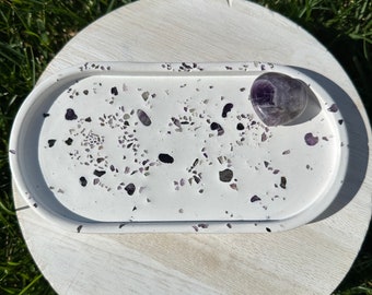 Eco Resin Amythest Crystal  Trinket Tray