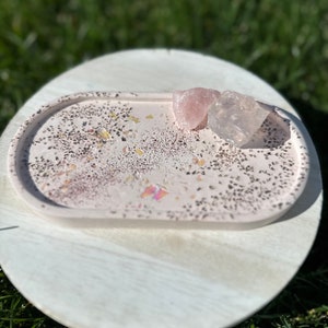 Eco Resin Pink Holgraphic Glitter Trinket Tray image 1