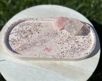 Eco Resin Pink Holgraphic Glitter Trinket Tray