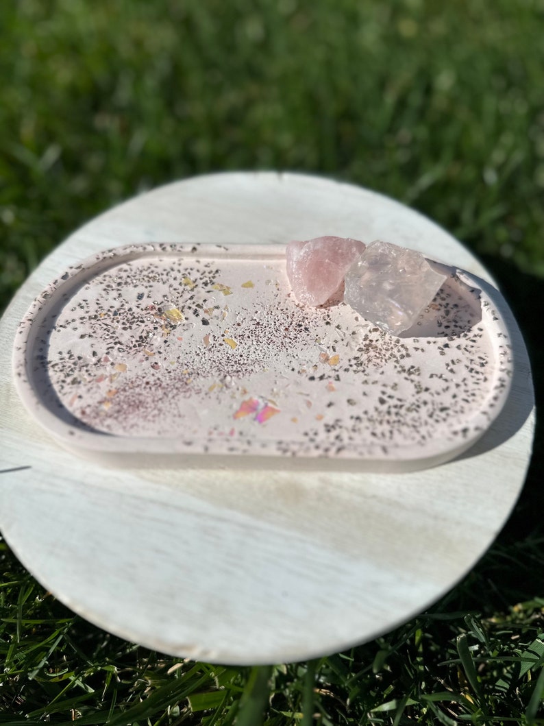 Eco Resin Pink Holgraphic Glitter Trinket Tray image 1