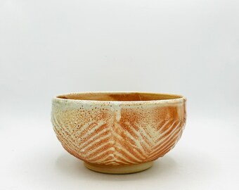 NOUVEAU ! Grand Bol chauffé au feu de bois vert Sunburst en céramique et porcelaine par Jessica Cronstein