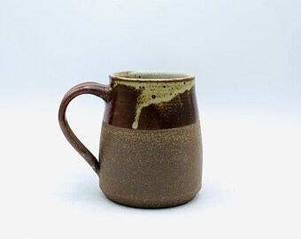 Speckled Dijon Rimmed Reduction Fired Ceramic Mugs by Jessica Cronstein