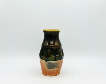 Vase riche Tenmoku et bronze cuit sur bois en porcelaine 1 par Jessica Cronstein