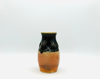 Vase riche Tenmoku et bronze en porcelaine cuite au feu de bois 2 par Jessica Cronstein
