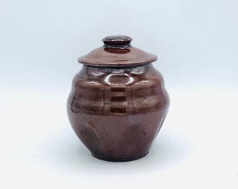 Shimmering Bronze Handmade Ceramic Lidded Jar 2 by Jessica Cronstein