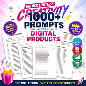 1000 uppmaningar Digitala produkter för innehållsskapande, företagsmarknadsföring, coachning och konsultation Verktygslåda för företag, uppmaningsguidepaket