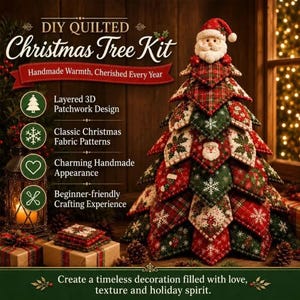 Santa Claus Christmas Tree Kit, Christmas Tree Patchwork Set Creative Design, DIY Sewing Kit Hanging Kit Home Decoration