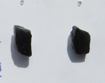 Clous d'oreilles en cristal de tourmaline noir poli