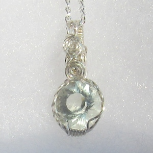 Prasiolite  Wire wrapped  Faceted gem  necklace