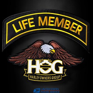 HOG Life Member Rocker & Eagle Embroidered Patch Iron-Sew on