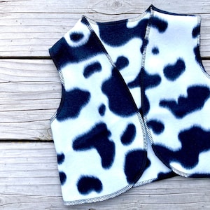 Black Cowprint Fleece Cowboy/Cowgirl Vest