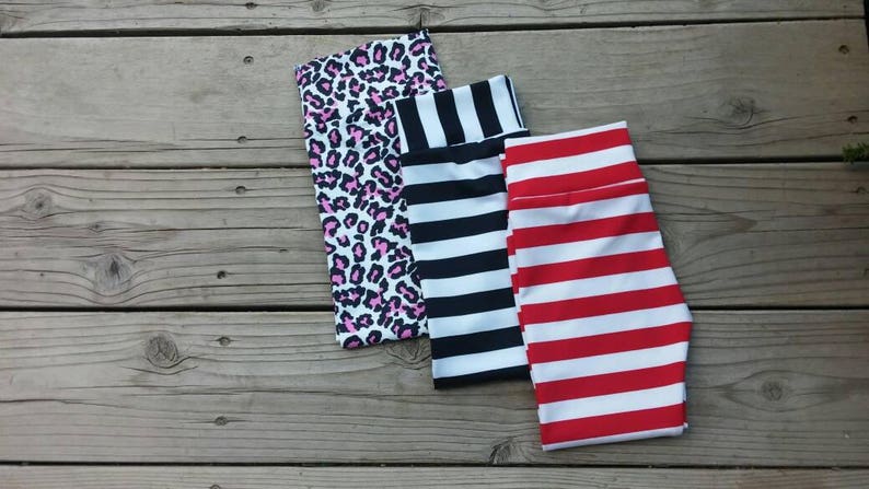 Striped Lycra Leggings with Yoga Waistband