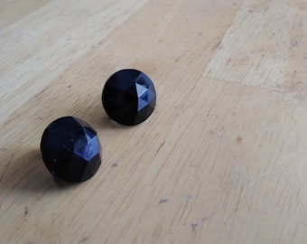 Black Beveled Acrylic Screw Back Earrings