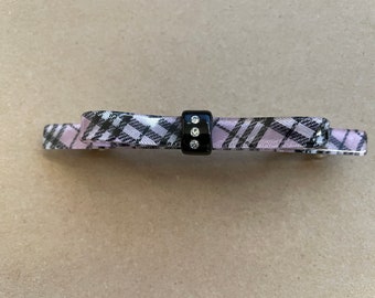 Pink and Black Plaid Hair Barrette