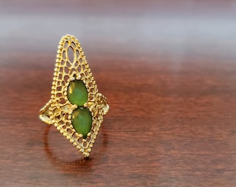 LR 14KT GE Gold and Emerald Ring Size 5
