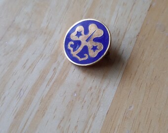 Blue and Gold Clover Tie Tack