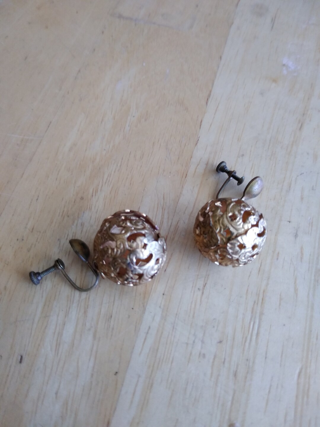 Gold ball screw back earrings deals