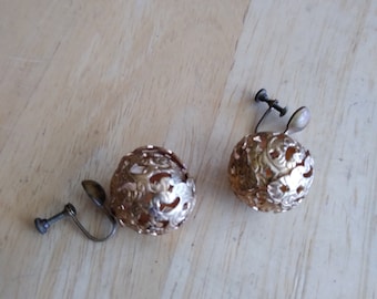 Gold Ball Screw Back Earrings