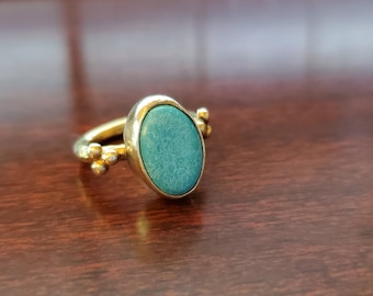 925 Gold and Turquoise Ring Size 5.5