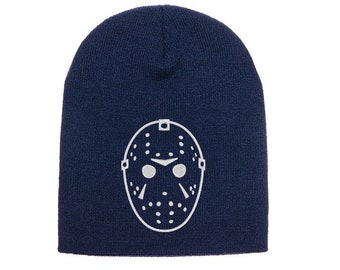 Jason Voorhees embroidered beanie; Friday the 13th Movie beanie multiple colors; adult/youth beanie caps