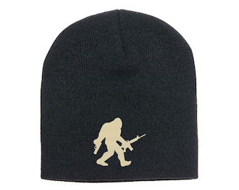 Armed Squatch embroidered beanies; Big Foot beanie multiple colors; NEW COLORS adult/youth beanie caps