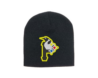 PIttsburgh Sports design embroidered beanie; hockey/football/baseball all in one beanie multiple colors; adult/youth beanie caps