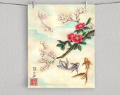 GOLDFISH WITH SAKURA, Cherry Blossom Print 8" x 10"