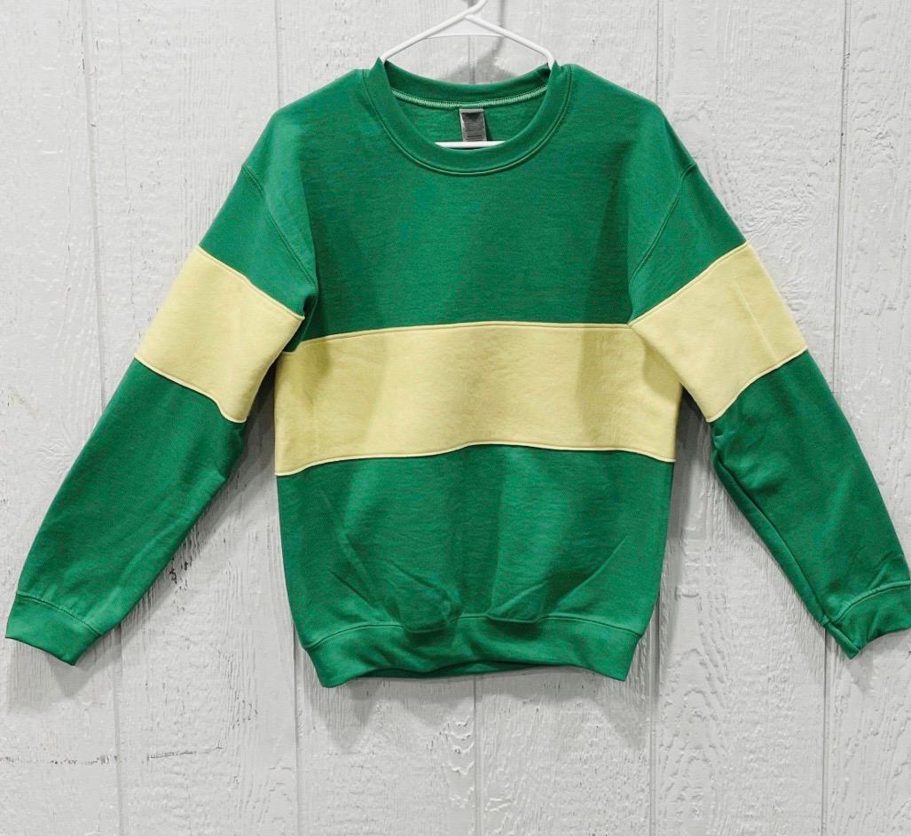 Kris Chara Undertale,Delta Rune, deltarune Kris shirt, sweatshirt, costume, cosplay shirt, mid green with yellow striped sleeve
