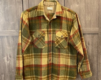 Vintage Hughes Hatcher/Suffrin Plaid Heavy Wool Flannel Shirt Sz L Charter Club   Thick heavy outdoor weight