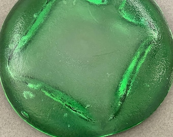 Vintage Blenko? Handgemaakte glazen vrije vorm asbak in zeegroen geëtst 6,5&quot;