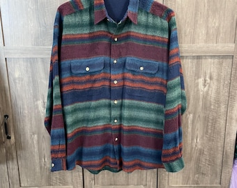 Structure Vintage 1990s South Western multicolor Flannel Shirt Mens XL measured