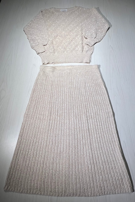 RARE! Vintage Pure Gould mesh sweater skirt set si