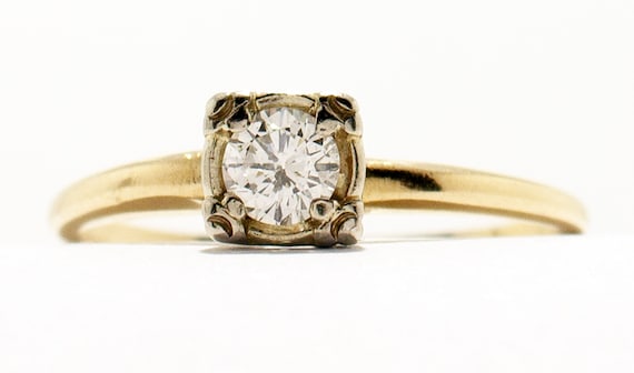 Vintage 14k Engagement .30 Carat Diamond Solitair… - image 2